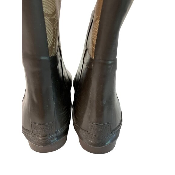 Coach Leatherware Women's Monogram Rain Winter Boots Size 7B Brown 7485 EUC - Picture 9 of 11